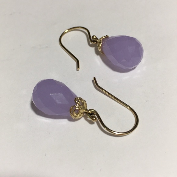 ROSS-SIMONS GOLD PLATED PURPLE JADEITE EARRINGS - Picture 6 of 8